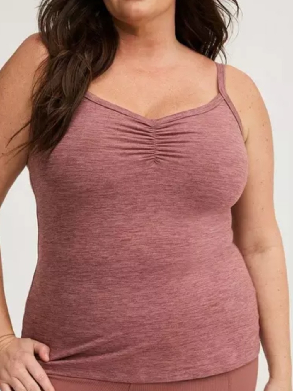 Everyday Ruched V-Neck Cami Tank in Dusty Rose, SZ 0X, NWT